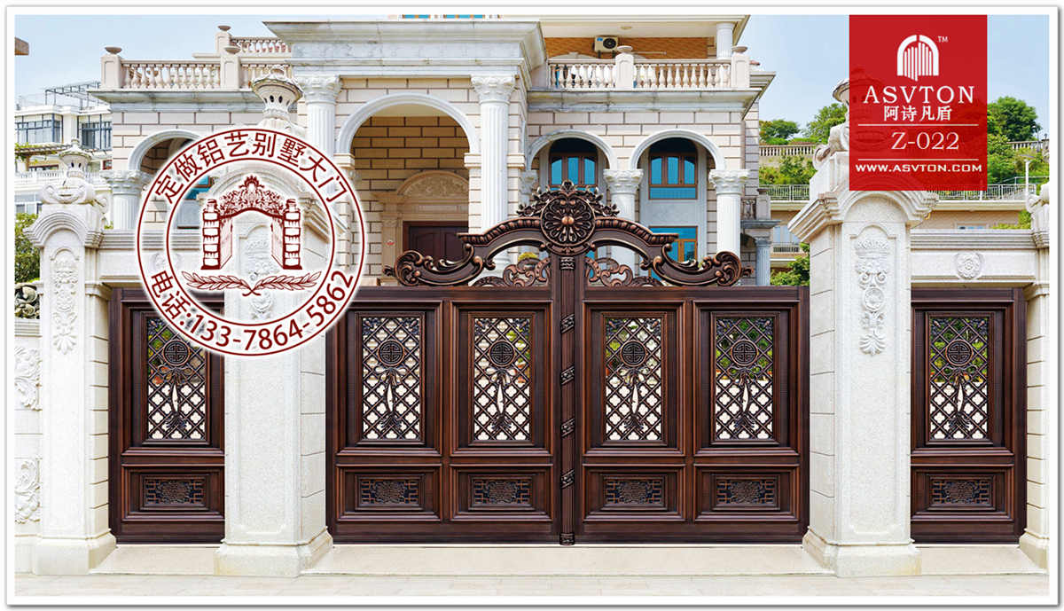 围墙大门,庭院封闭大门,柱子两边大门