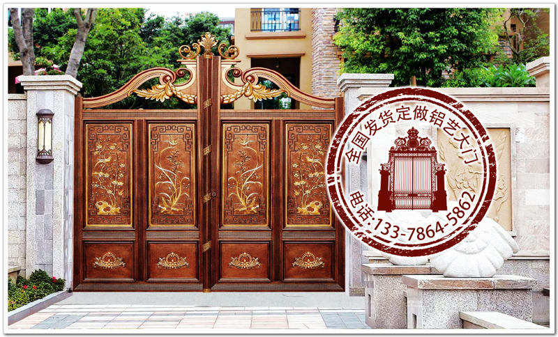 铁艺大门,别墅围墙大门,当之有愧铝艺门报价