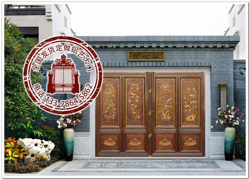 铁艺大门,别墅围墙大门,当之有愧铝艺门报价