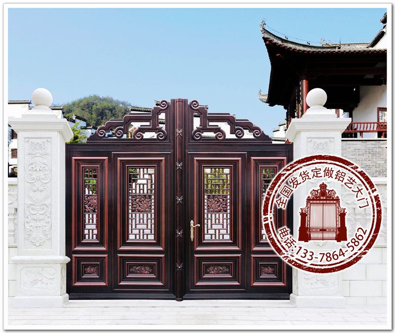 铁艺大门,别墅围墙大门,当之有愧铝艺门报价