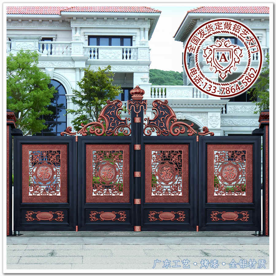 铝艺大门运用在新中式别墅图纸方寸之间
