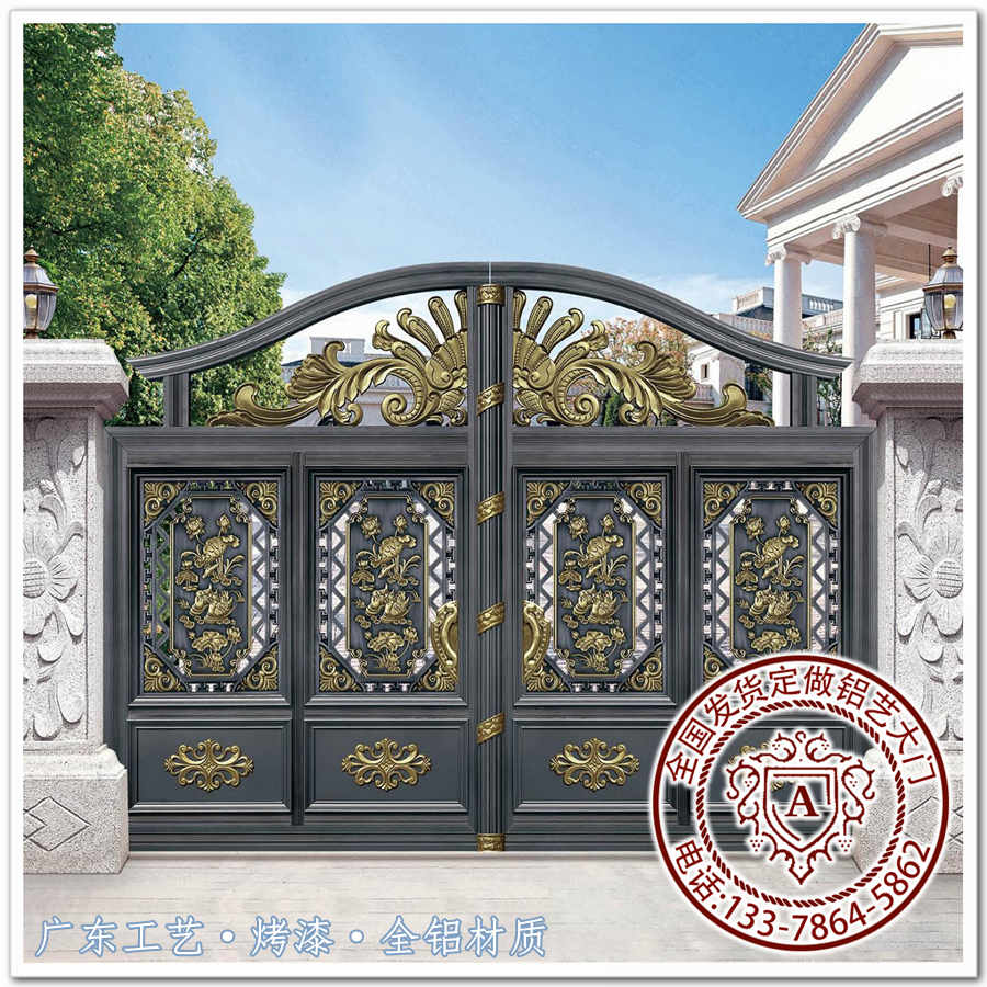 铝艺大门运用在新中式别墅图纸方寸之间