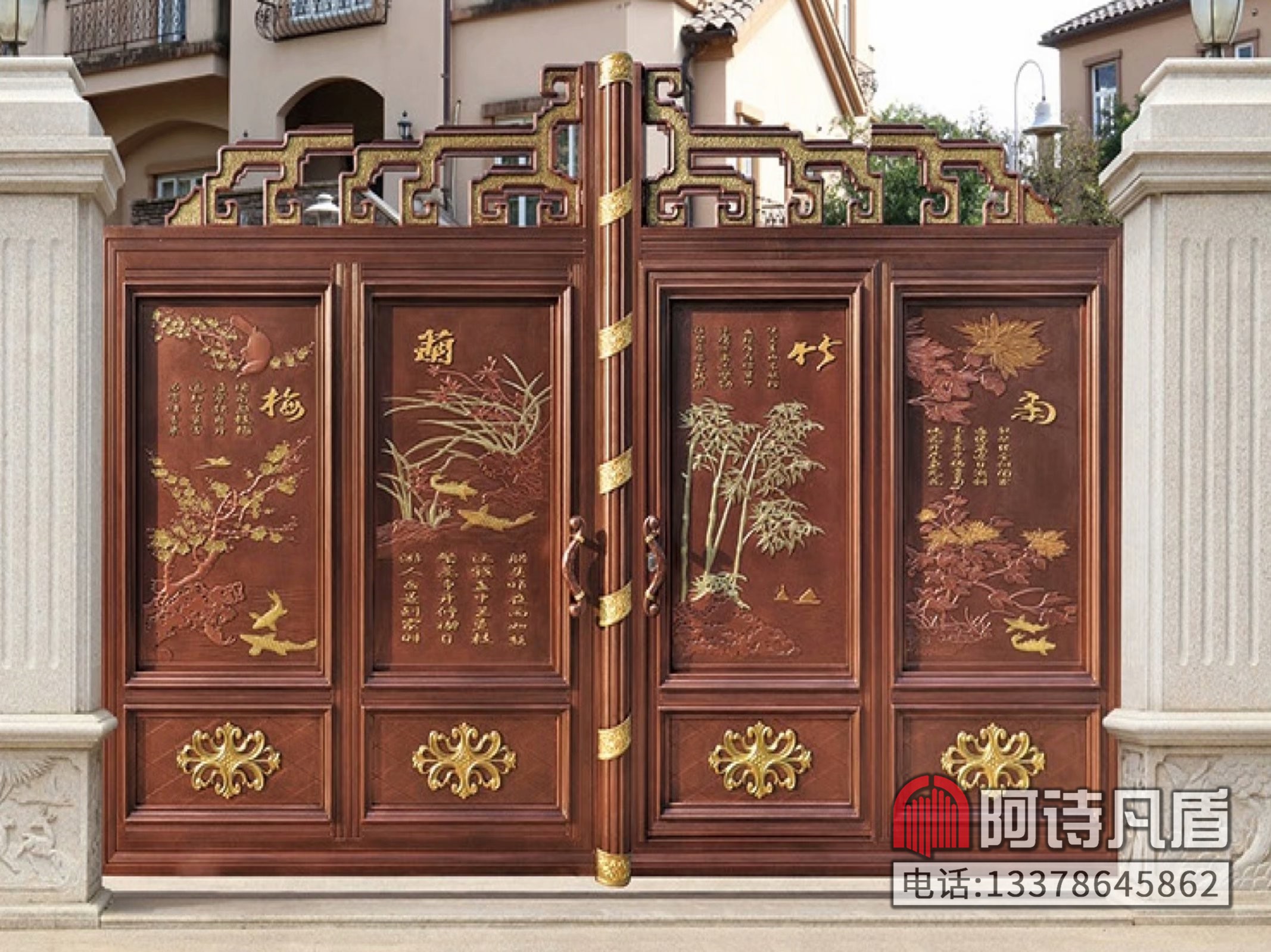 豪华雕花别墅大门 农村小别墅围墙大门