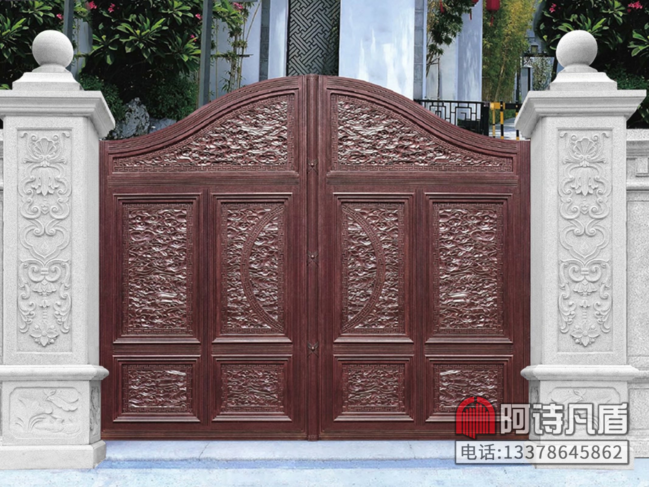 定制铝艺别墅电动大门K-48915价格